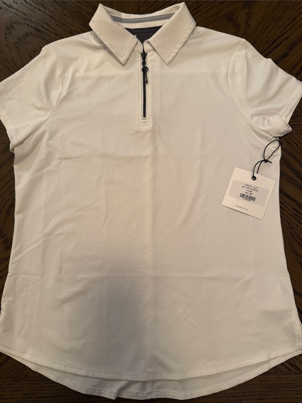 Belyn Key White Short-Sleeve Zip Polo